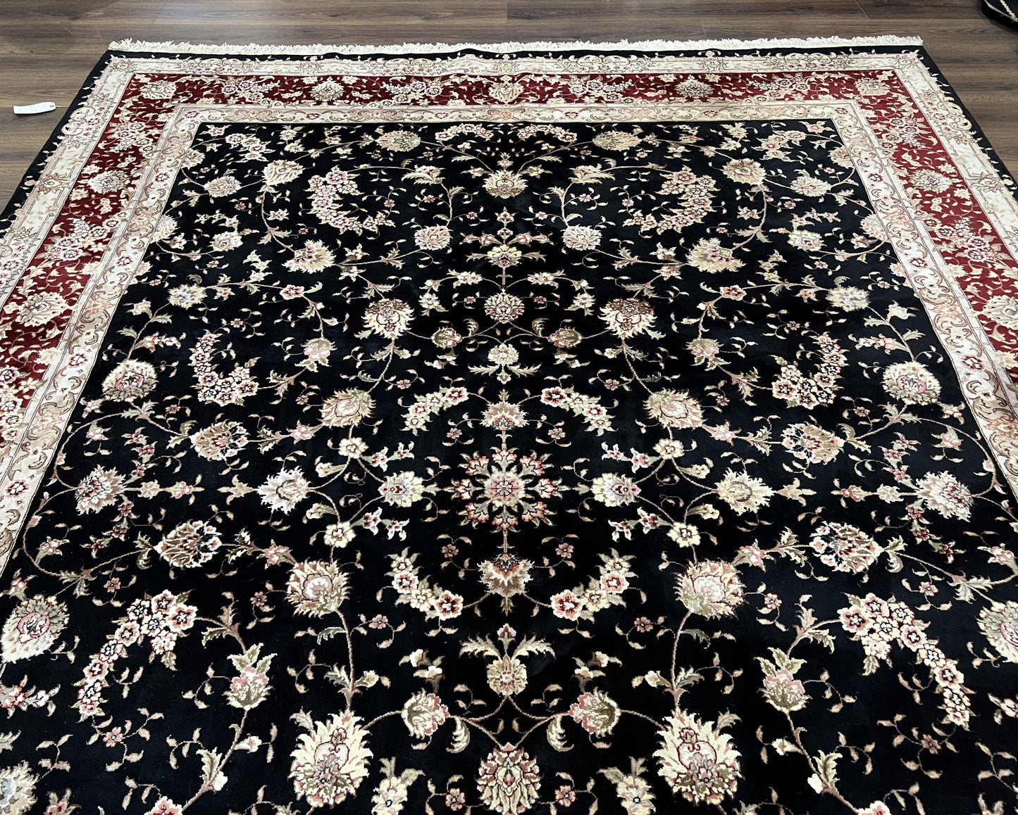 Sino Persian Rug 9x12 Hand Knotted Wool Silk Oriental Carpet Vintage Floral Pattern