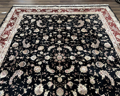 Sino Persian Rug 9x12 Hand Knotted Wool Silk Oriental Carpet Vintage Floral Pattern