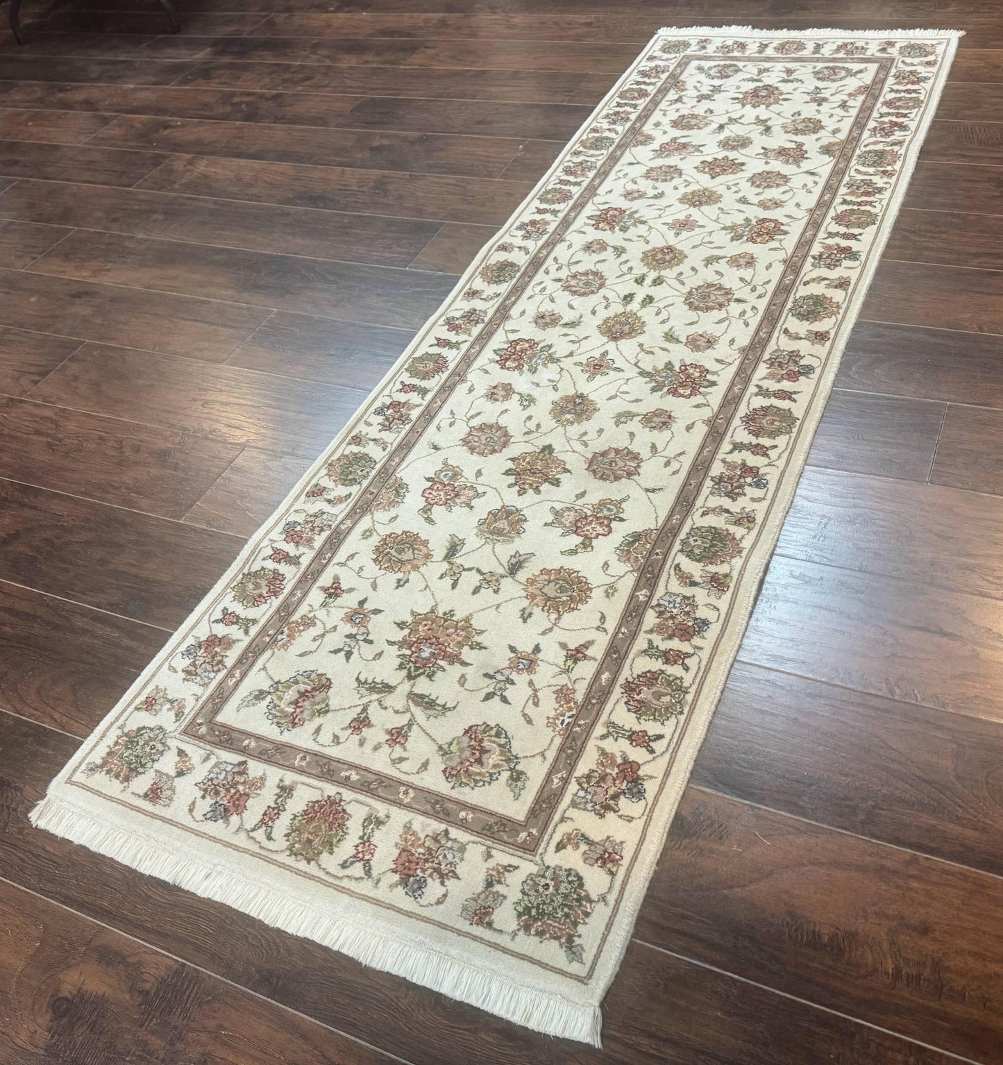 Pak Persian Runner Rug 2.6 x 8ft, Oriental Carpet for Hallway or Kitchen, Handmade, Wool and Silk Highlights