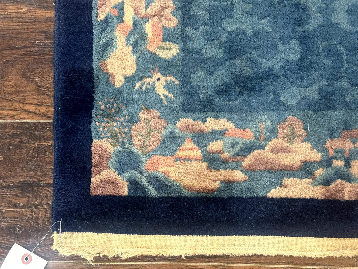 Blue Chinese Wool Rug 2.6x4 Hand Knotted Peking Style Art Deco Carpet