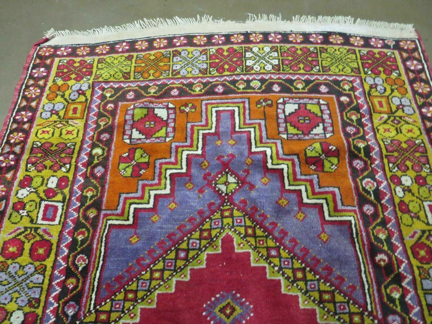 Antique Turkish Oushak Wool Rug Hand Made Open Field Medallion 3 Ft 9 In By 6 Ft 8 In