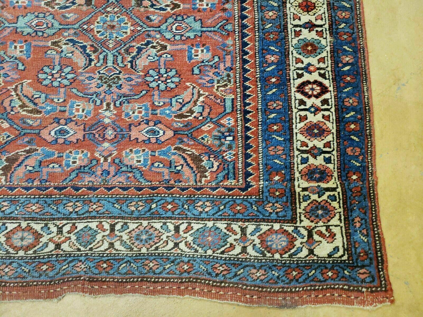 3' 8" X 11' Antique Handmade Turkish Wool Rug Veg Dye Runner Nice Rusted Red