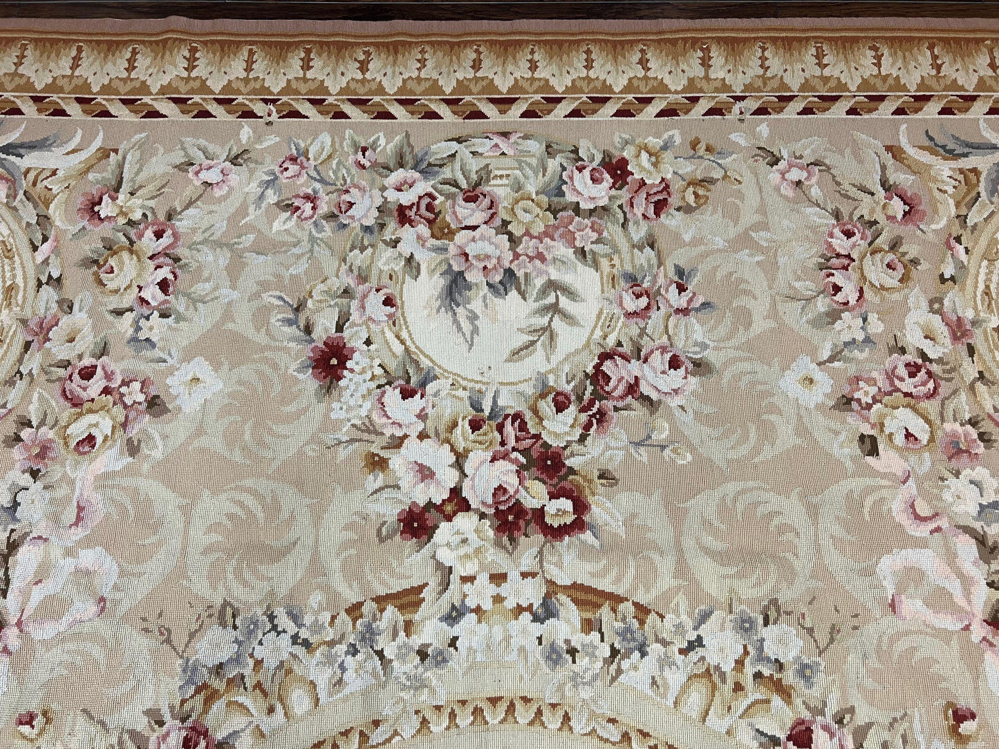 Aubusson Rug 9x12 Savonnerie Wool Floral Handmade European Area Rug