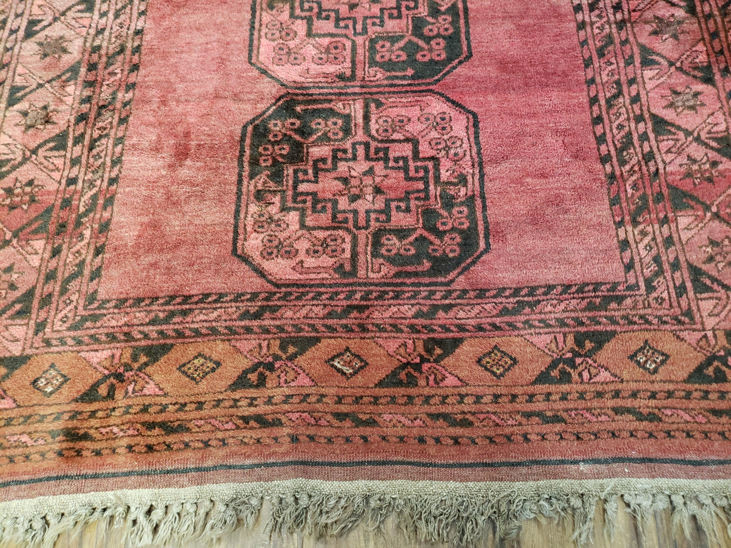 Bukhara Area Rug Hand Knotted Bokhara Bashir 4x6 Red and Black Wool