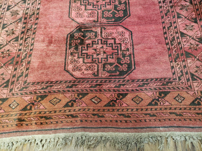 Bukhara Area Rug Hand Knotted Bokhara Bashir 4x6 Red and Black Wool