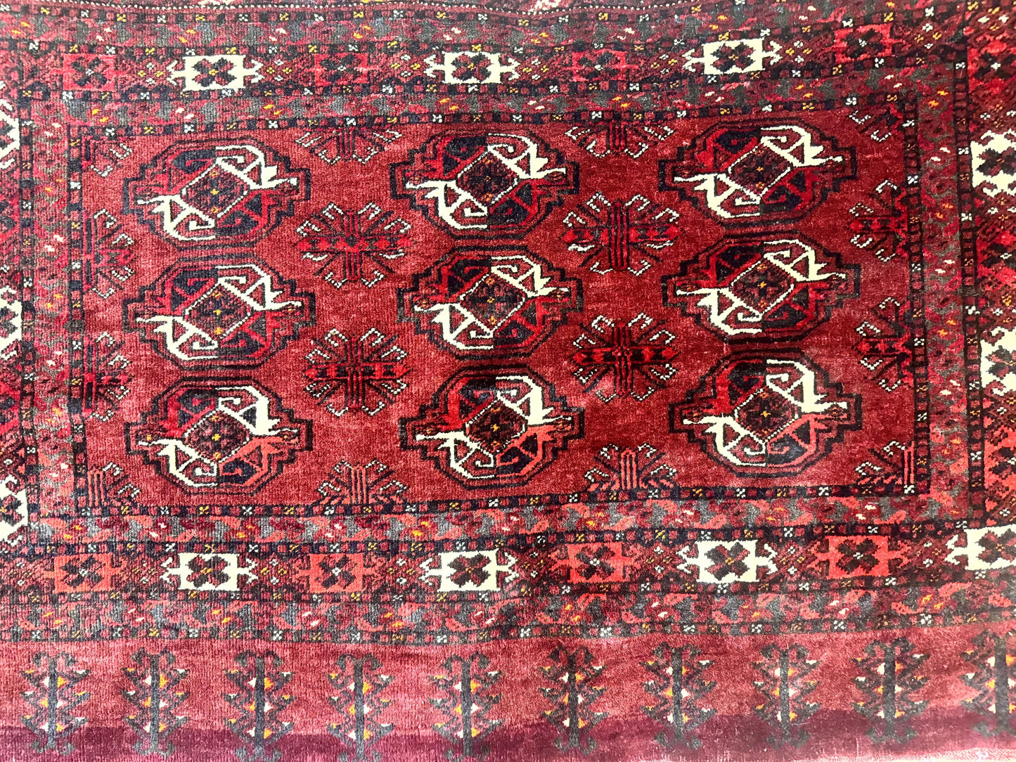 Antique Afghan Turkoman Mafrash Rug 3x5 Red Hand Knotted Wool Tribal Collectible