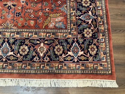 Indo Persian Heriz Rug 10x15 Handmade Wool With Allover Pattern And Vintage Charm