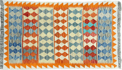 Small Chobi Kilim Rug 3x4 Colorful Diamond Kilim Small Turkish Multicolor Kilim with Diamond Pattern Wool Flatweave Nice