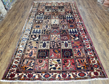 Persian Bakhtiari Rug Antique Hand Knotted Wool 5 Ft 3 In By 10 Ft Panel Design