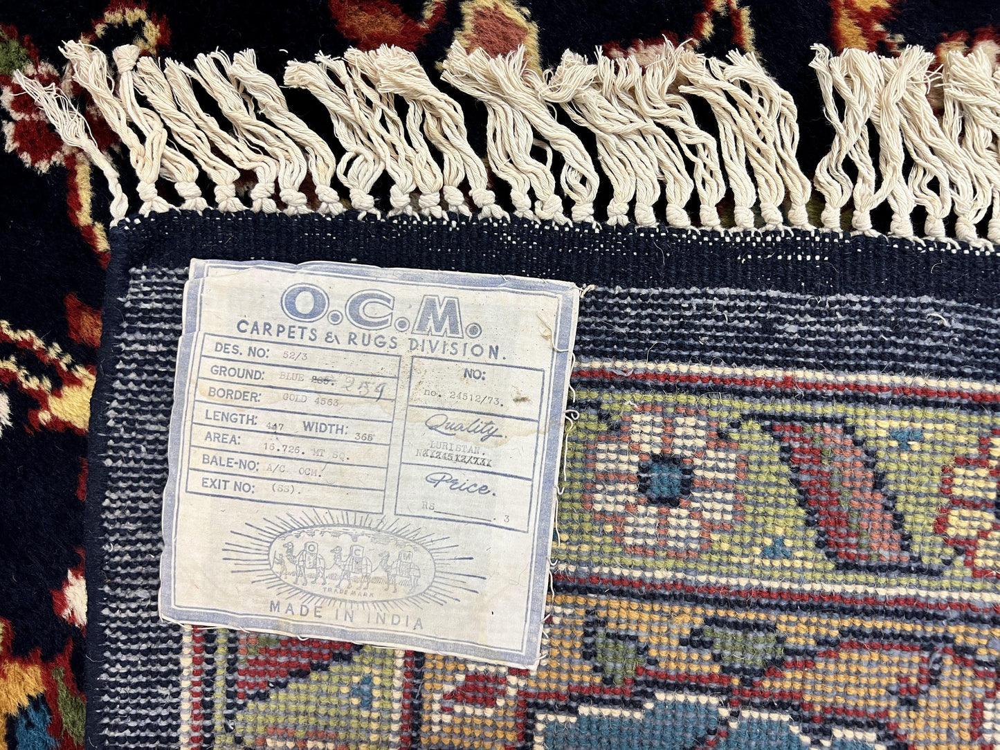 Indo Persian Rug 12x15, Mahal Sarouk Rug 12 x 15, Wool Hand Knotted Vintage Carpet, Navy Blue, Oversized Rug, Center Medallion