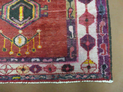 Antique Turkish Caucasian Kazak Wool Rug Handwoven With Vegetable Dyes 1950s 4x8