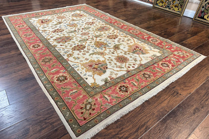 Flatweave Soumak Rug 6x9 Wool Handmade Floral Ivory Nourison