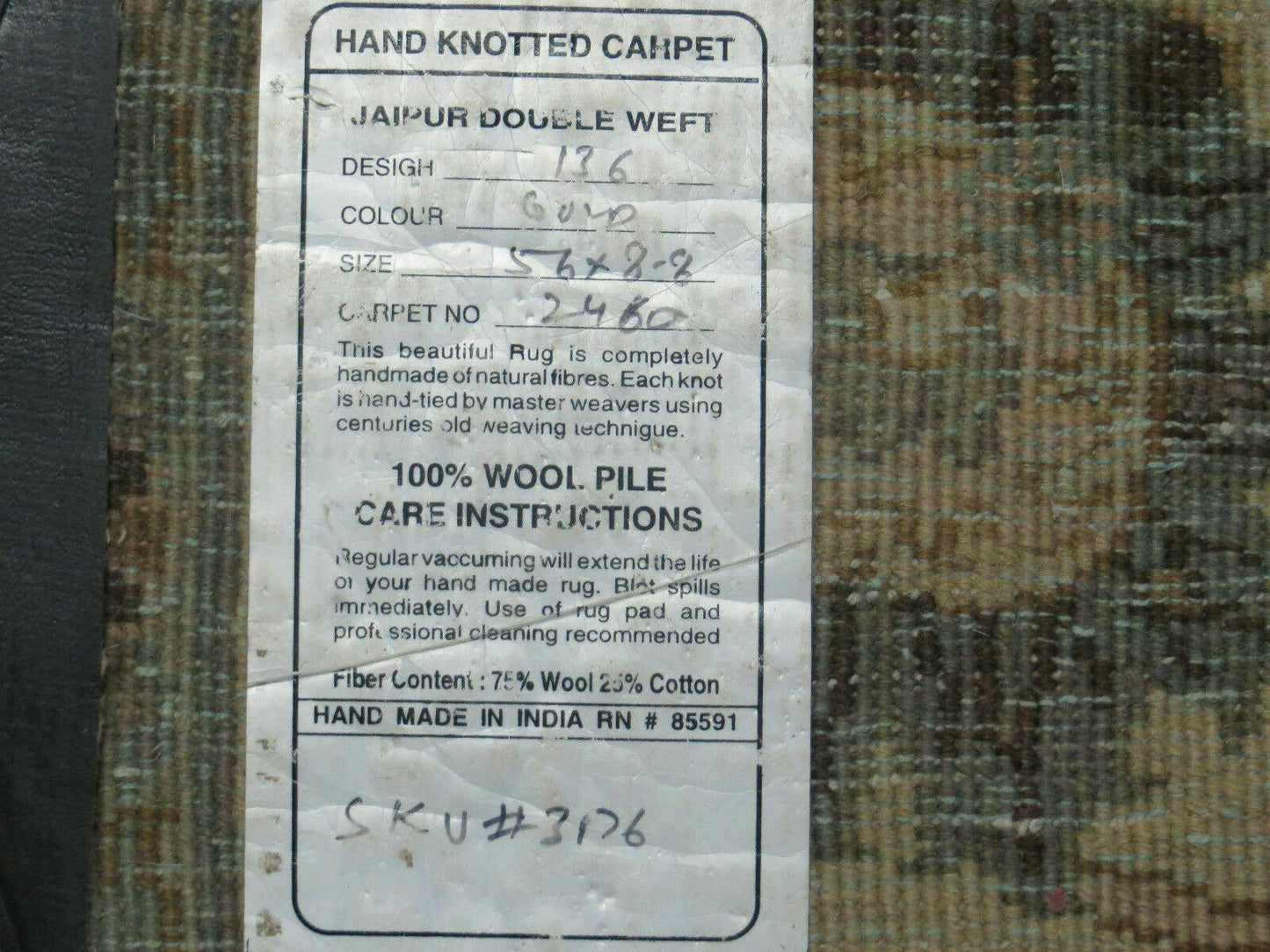 Jaipur Vintage Wool Rug Handcrafted Indian Floral