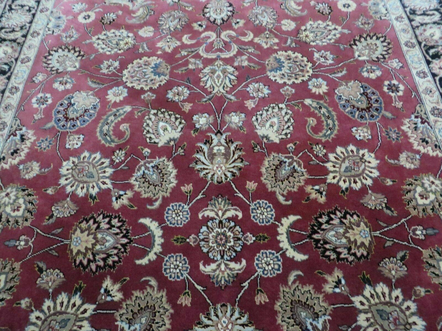 Handmade Wool Silk Rug Vintage Floral Oriental 6x9 Allover Design