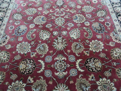 Handmade Wool Silk Rug Vintage Floral Oriental 6x9 Allover Design