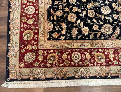 Sino Persian Rug 8x10 Vintage Hand Knotted Wool Floral Allover In Black And Red