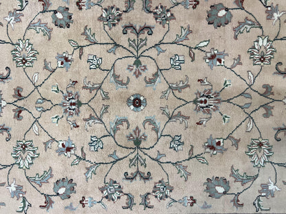 Indo Persian Rug 6x9 Handmade Vintage Wool Carpet With Floral Allover Design