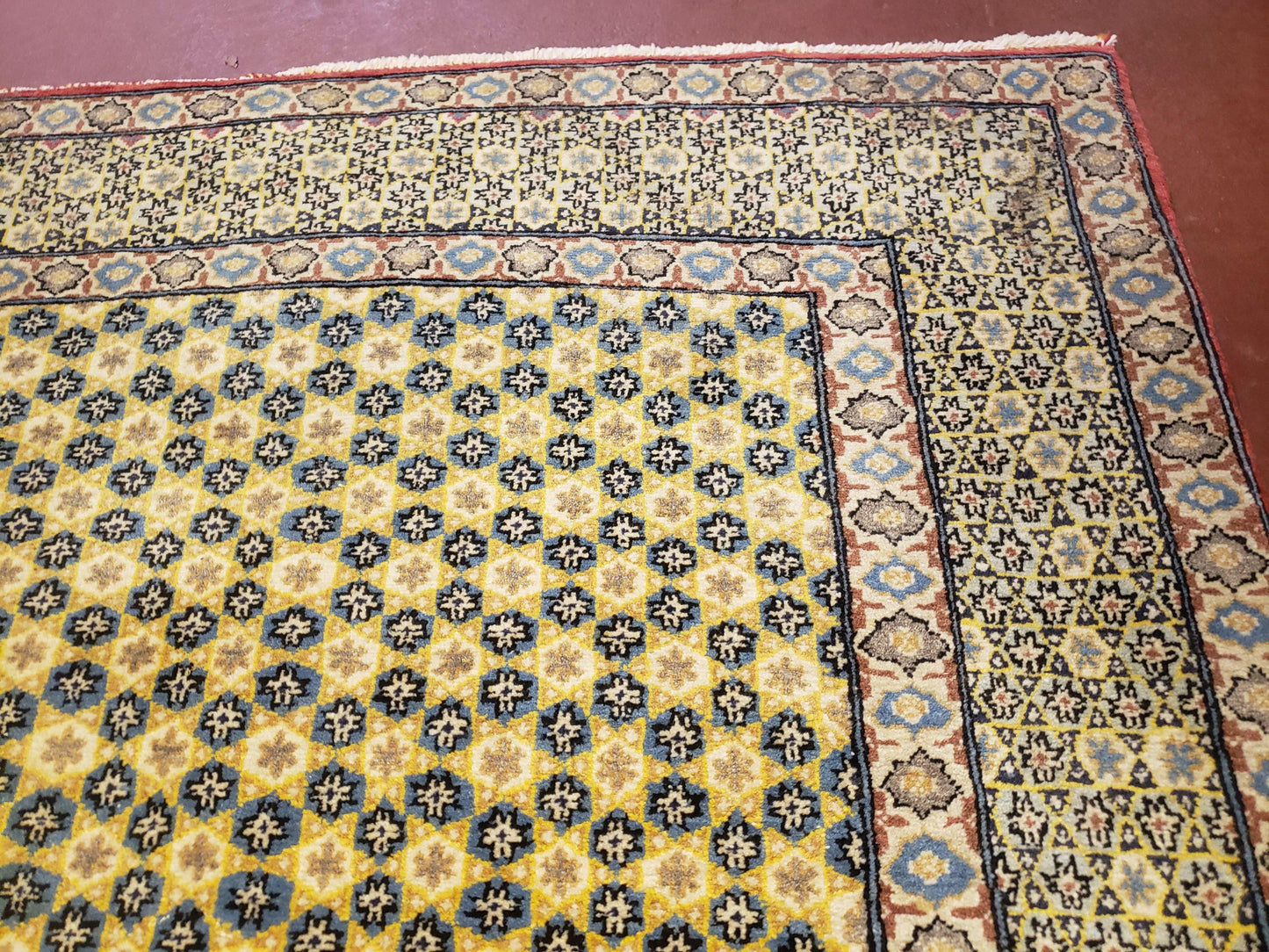 Star Of David Wool Rug Handmade Turkish Hand Knotted 5x7 Green Gold Area Rug