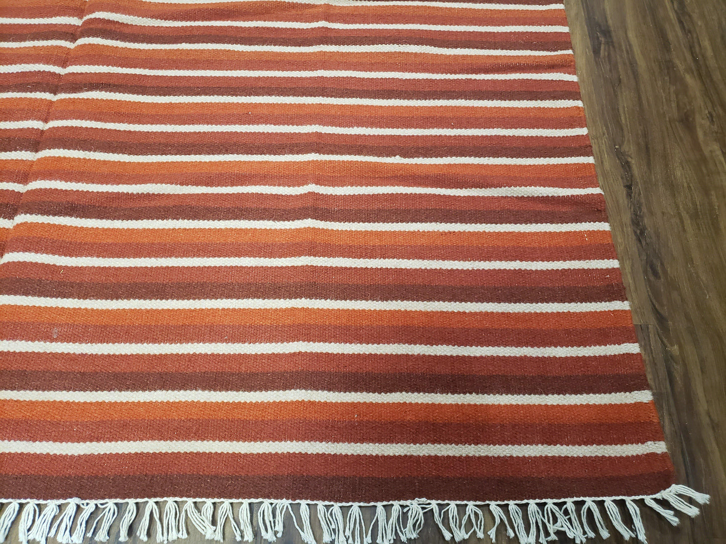 Handmade Wool Kilim Throw Blanket Twin Size Striped Woolen Bedding Decor