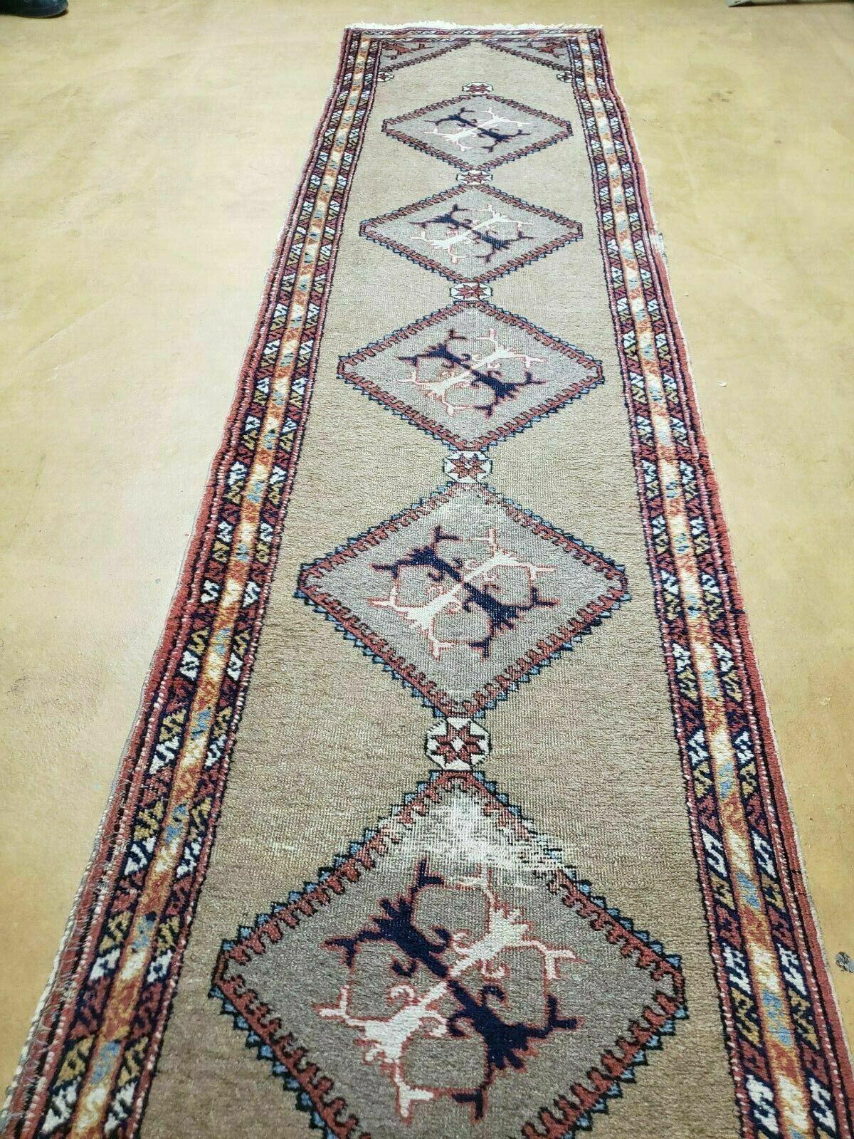 Persian Sarab Runner Rug 2x11 Antique Tribal Hand Made Camel Hair
