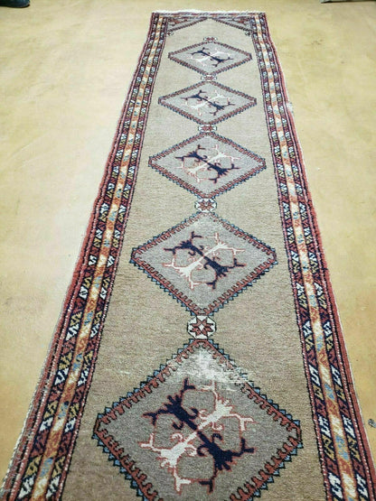 Persian Sarab Runner Rug 2x11 Antique Tribal Hand Made Camel Hair