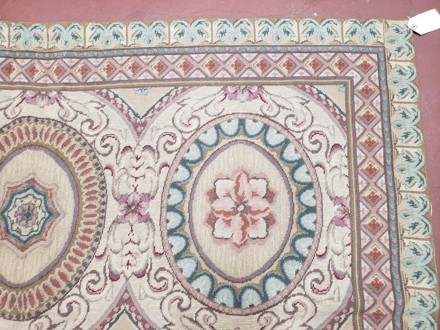 Handmade Needlepoint Rug 6x9 Flatweave Victorian Elegant Living Room Decor