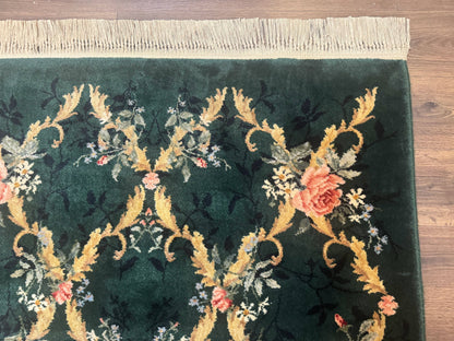 Karastan Garden of Eden Rug 4x6 Green Savonnerie Vintage Carpet
