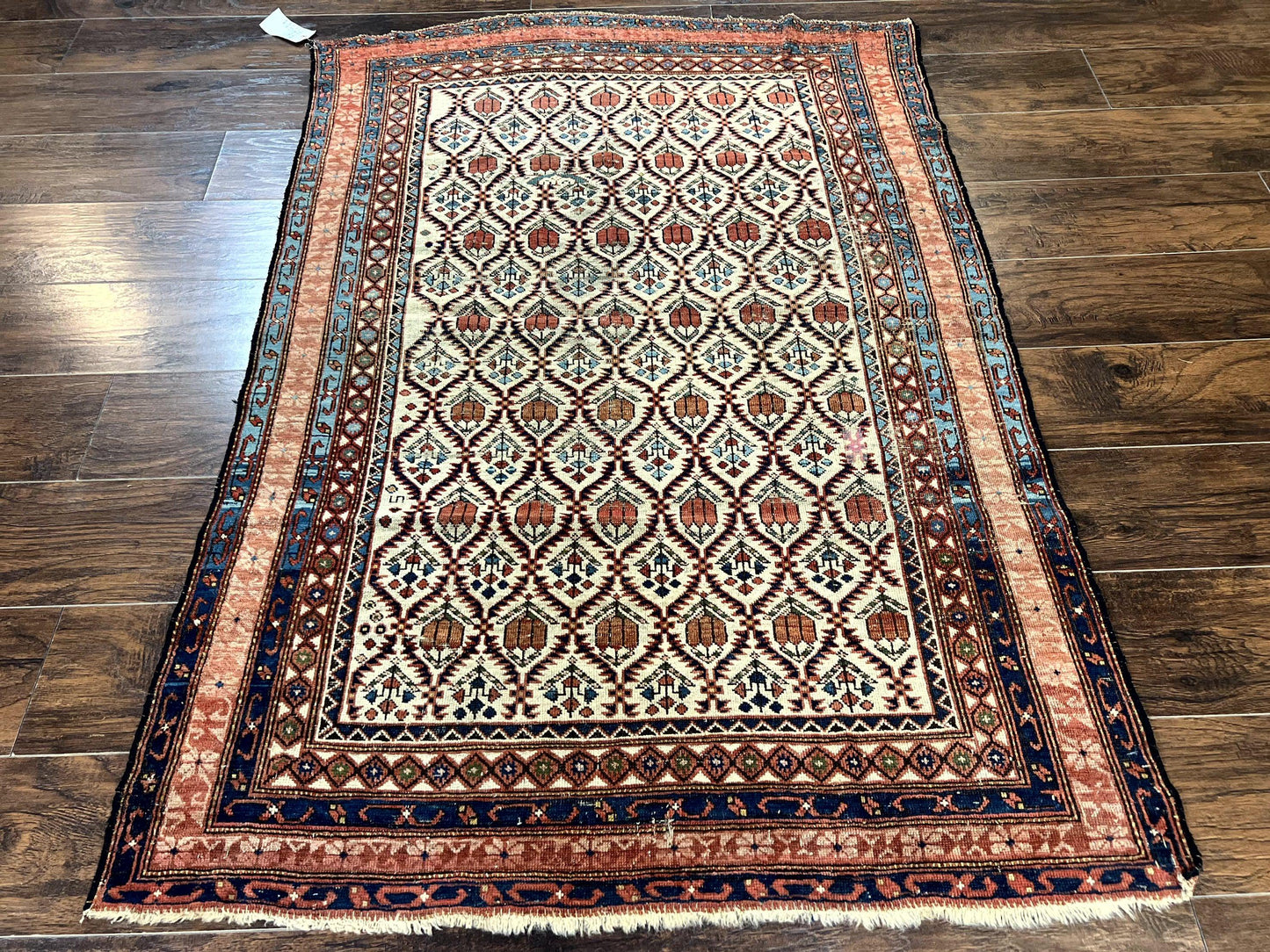 Antique Caucasian Rug 4x6 Hand Knotted Wool Shirvan Carpet