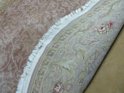 Round Handmade Chinese Floral Silk Wool Rug Oriental Carpet 6 Foot Size