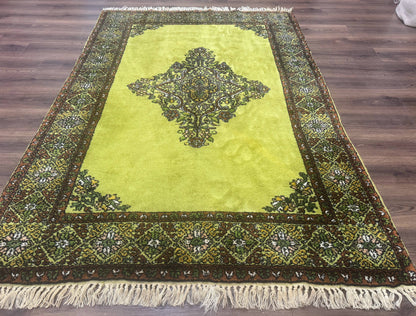 Moroccan Rug 6x8 Vintage Lime Green Wool Carpet Hand Knotted