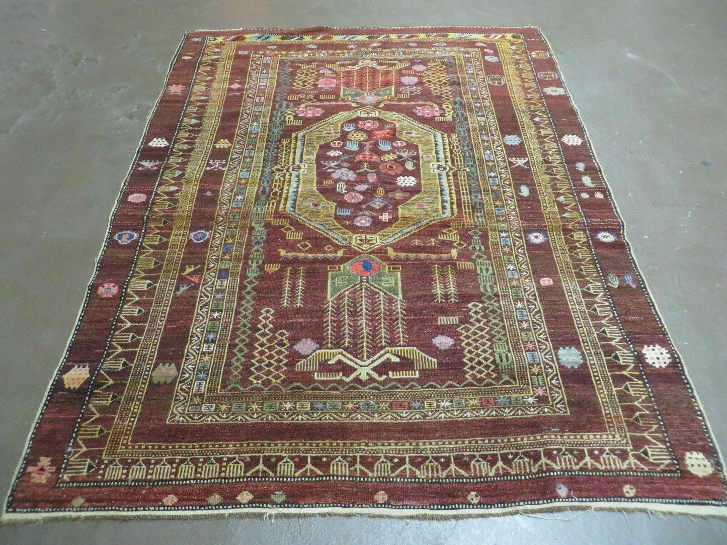 Antique Caucasian Shirvan Wool Rug 52x68 Handmade Colorful Armenian Rug