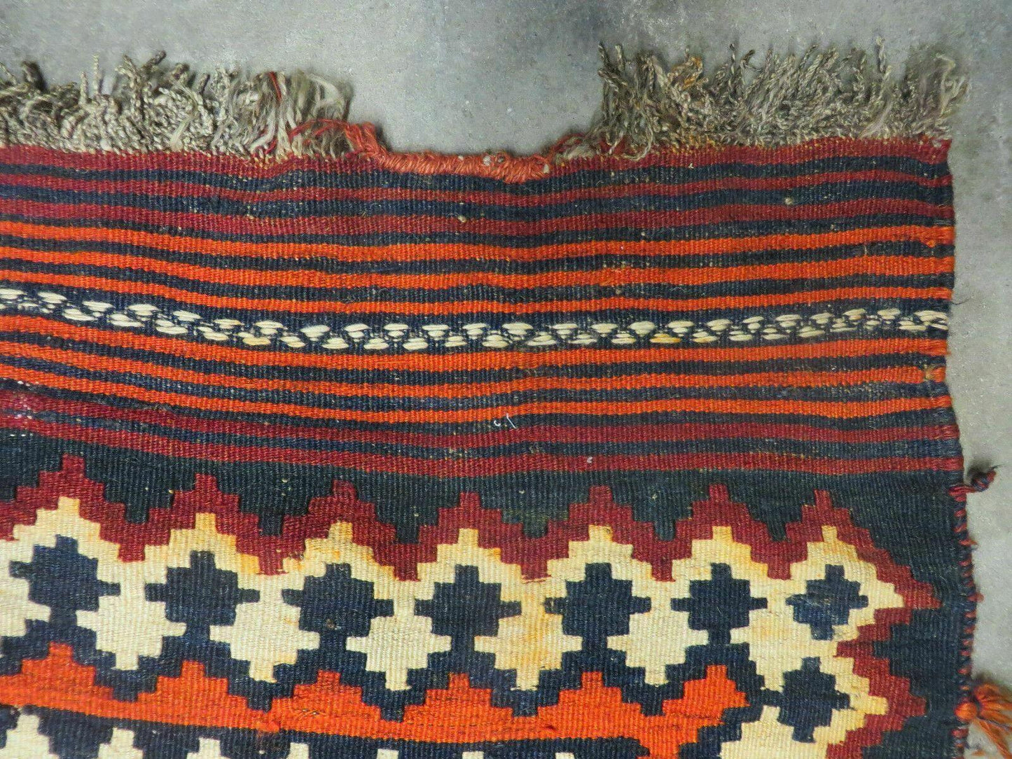 Turkish Kilim Rug Antique Handmade Flat Weave Wool Boho Chic Tribal Design