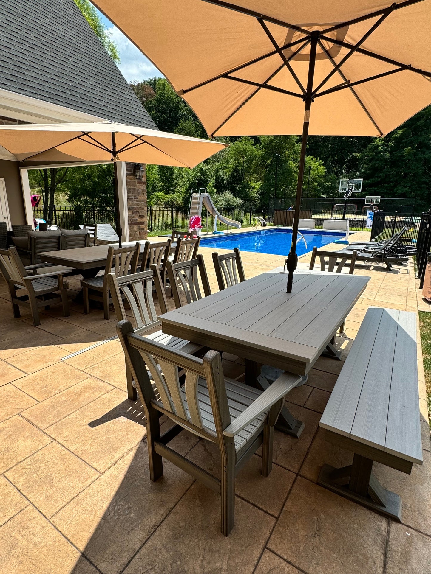 Trestle X Outdoor Bench All Weather HDPE Patio Seating For Outdoors