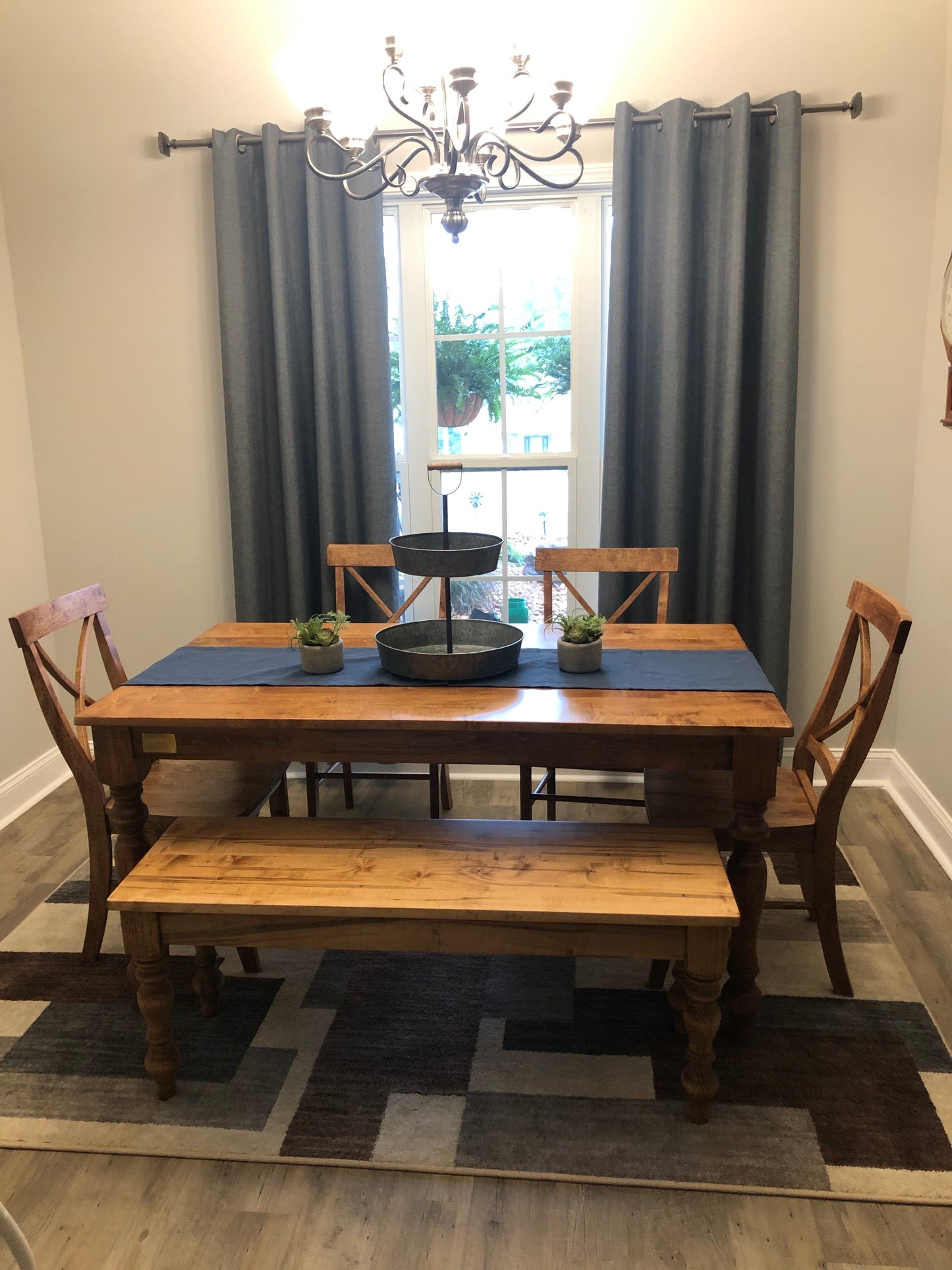 Thick Spindle Leg Bench 18 Inch High Designed To Pair With Thick Spindle Leg Table