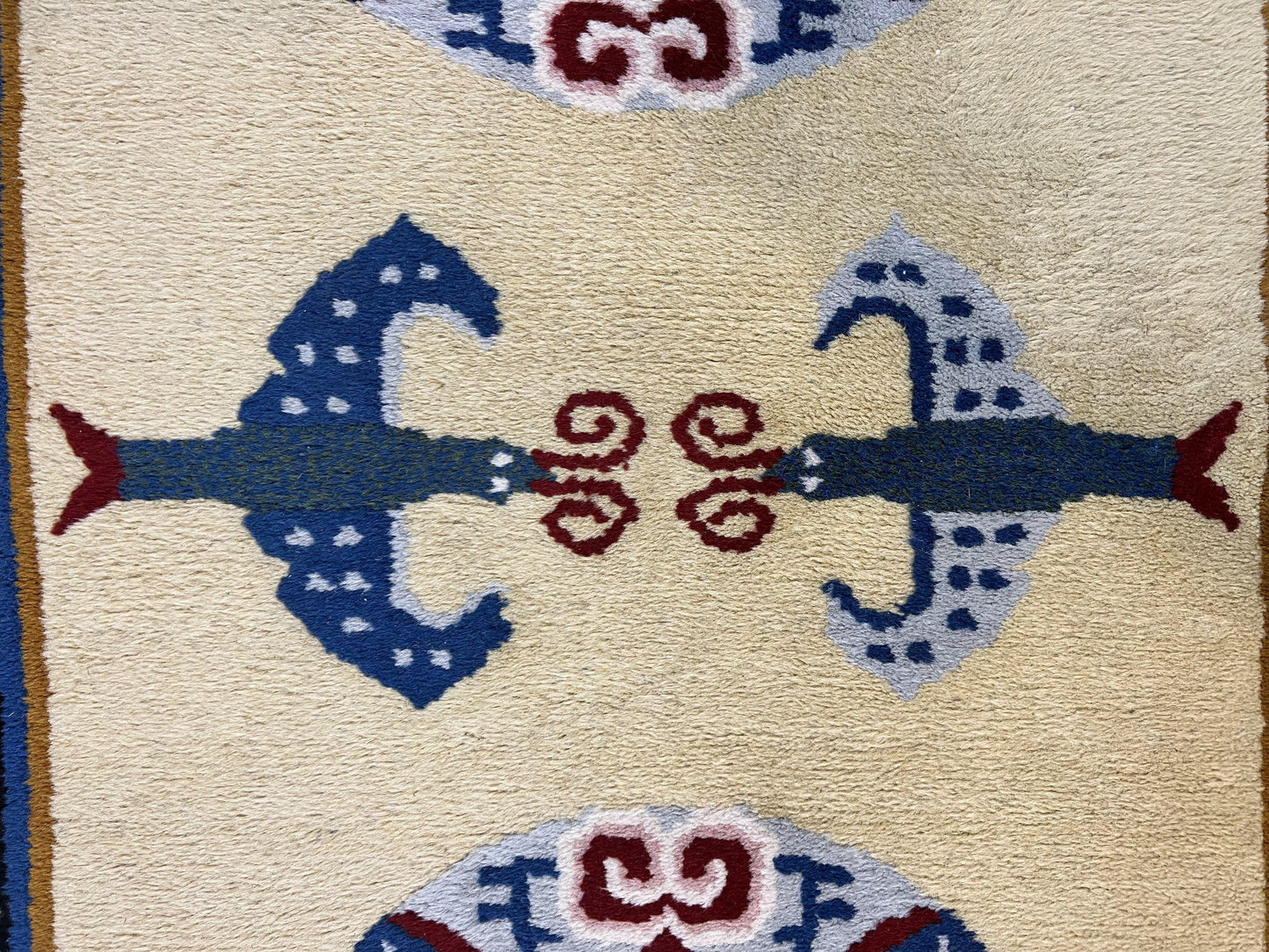 Chinese Wool Rug 3x6 Hand Knotted Vintage Peking Butterflies Art Deco