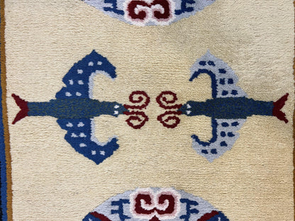 Chinese Wool Rug 3x6 Hand Knotted Vintage Peking Butterflies Art Deco