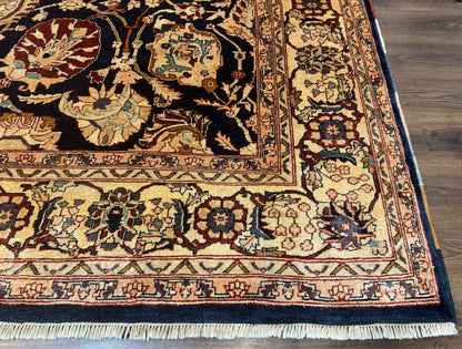Persian Bidjar Rug 10x13 Midnight Blue And Tan Handmade Wool Pakistani Carpet