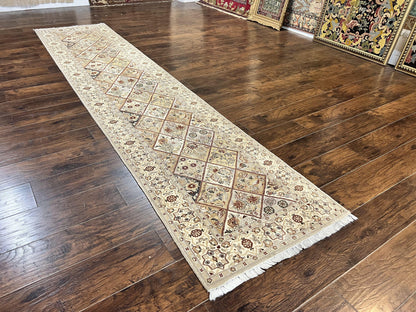 Pak Persiann Runner Rug 2.7 x 12, Handmade Wool Vintage Hallway Rug, Panel Design