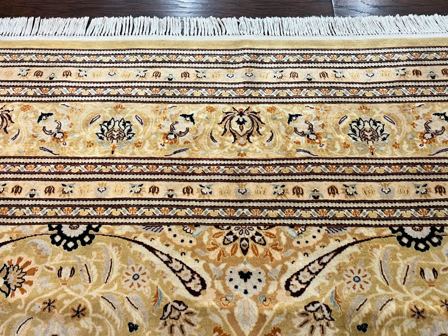 Persian Rug Hand Knotted Wool 8x10 Vintage Safavieh Gold Tan