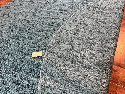 Round Indian Wool Rug Hand Knotted Teal Vintage Home Decor