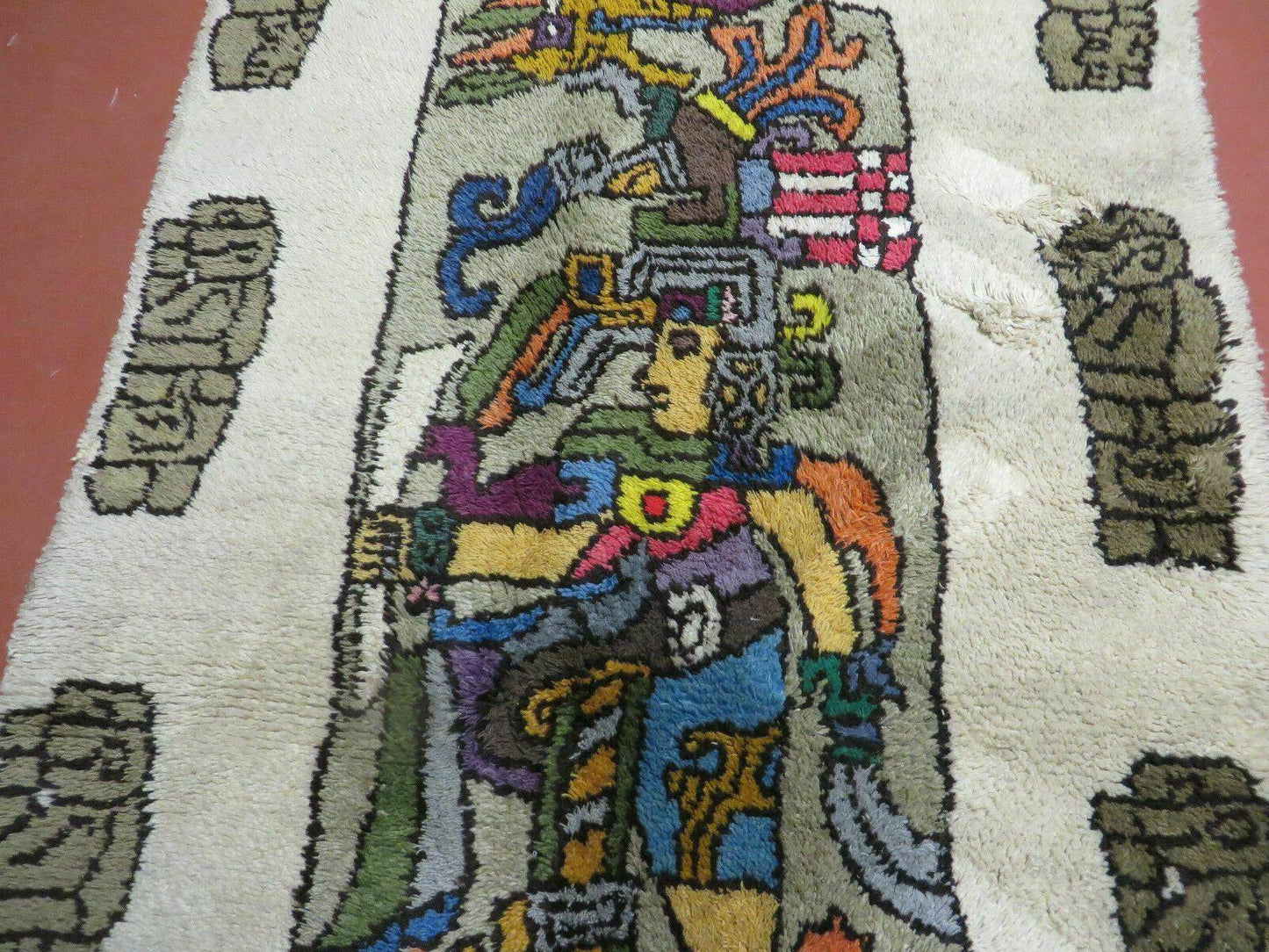 Hand Knotted Wool Rug Vintage Prince Motif Tribal Nomadic Shag 4 By 7