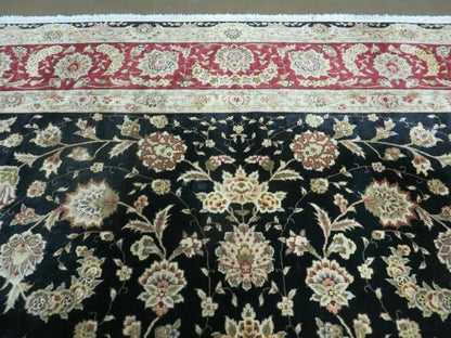 Vintage Chinese Silk Wool Rug Hand Knotted Oriental Floral 9 By 12 Feet With Silk Highlights