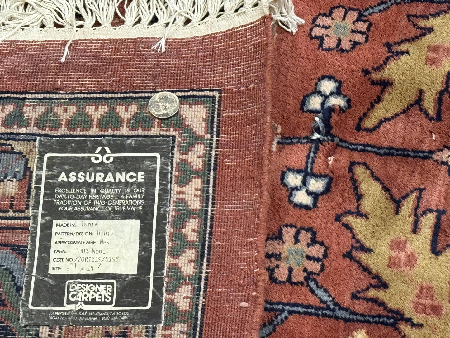 Indo Persian Heriz Rug 10x15 Handmade Wool With Allover Pattern And Vintage Charm