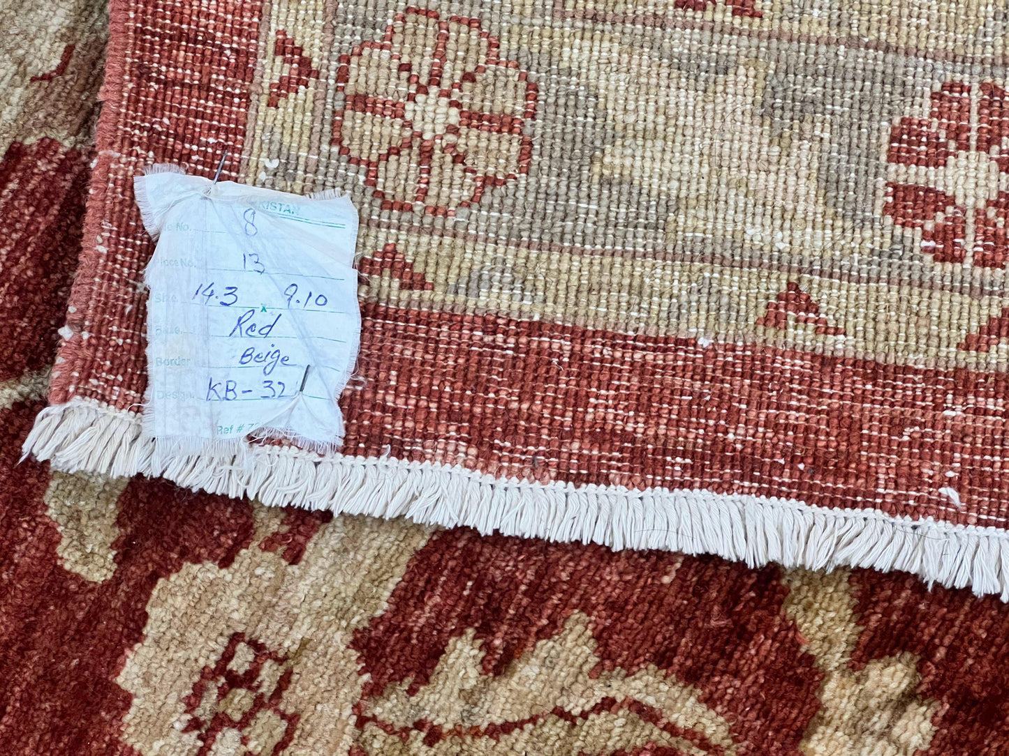 Pak Persian Rug 10x14, Sultanabad Mahal Peshawar Chobi Carpet, Large Vintage Wool Oriental Rug, Maroon & Beige, Floral Allover, Handmade