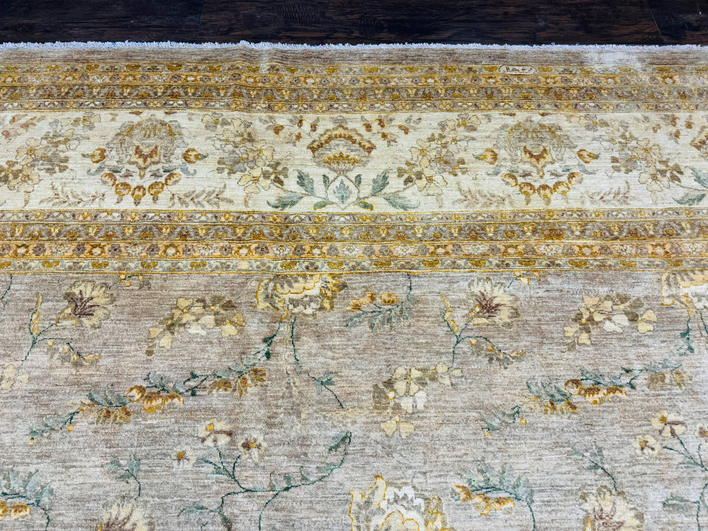 Handmade Wool Persian Rug 11x18 Hand Knotted Large Area Rug Floral Gray Taupe