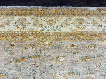 Handmade Wool Persian Rug 11x18 Hand Knotted Large Area Rug Floral Gray Taupe