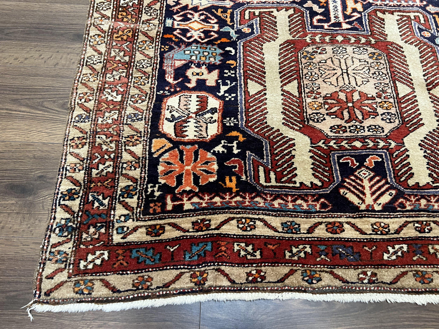 Persian Ardabil Runner Rug 4x10 Hand Knotted Antique Wool With Animal Pictorials