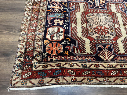 Persian Ardabil Runner Rug 4x10 Hand Knotted Antique Wool With Animal Pictorials