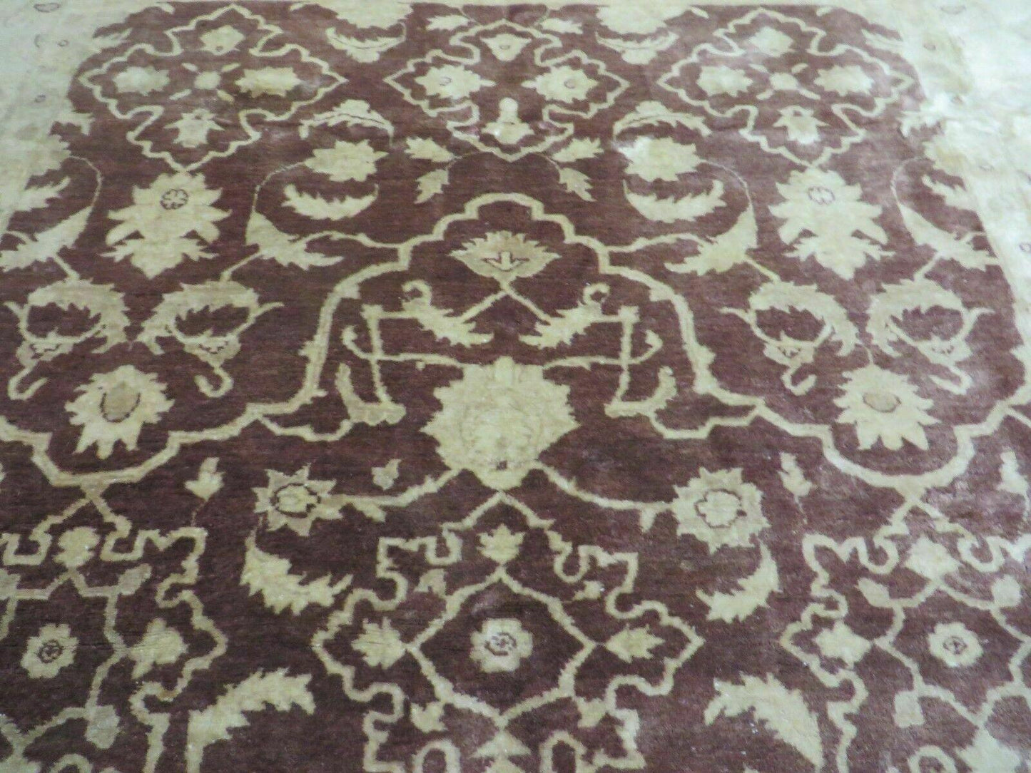 Vintage Peshawar Rug Chobi Floral Wool Hand Knotted Vegetable Dye 7x10 Ft