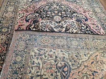 Antique Persian Farahan Rug Hand Knotted Wool 4 Ft 1 In By 6 Ft 5 In Vintage Collectible